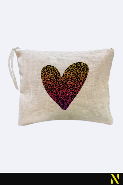 nilizma Heart Leopard Print Makeup Bag