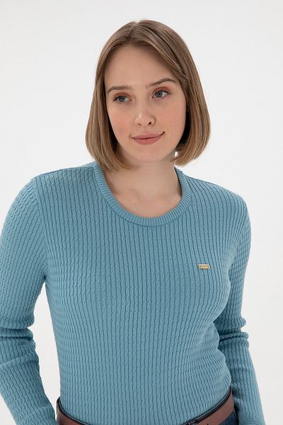 U.S. Polo Assn. Women's Blue Crew Neck Basic Sweater 50312922 -Vr036