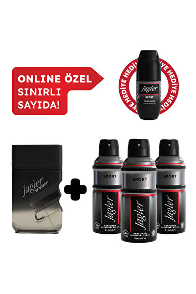 Jagler Sport Erkek Edt Parfüm 90 ml & Deodorant 3*150 ml Avantajlı Set, Roll On Hediyeli