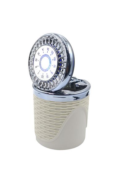 Generic Car Ashtray with LED Light and High-Temperature Resistant Stainless Steel Design Beige