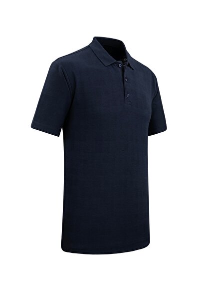 Çizgi Triko Men's Polo Neck Cotton Mercerized Self Patterned Jacquard Classic Fit T-Shirt - 5105