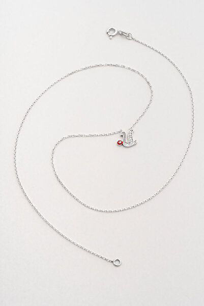 So CHIC... U Harfi 18 Ayar Beyaz Altın Kaplama 40 Cm Gümüş Nazar Kolye