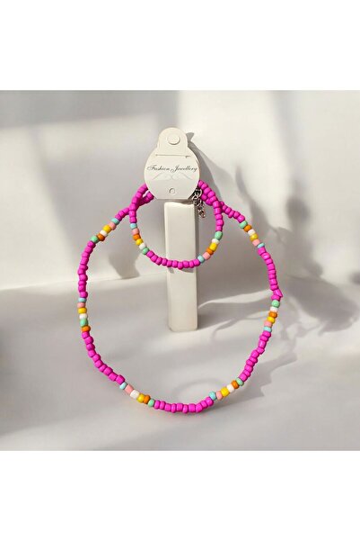 LeylanTakı Leylan Takı Çocuk  Çok Renkli  Boncuk Kolye ve Bileklik seti