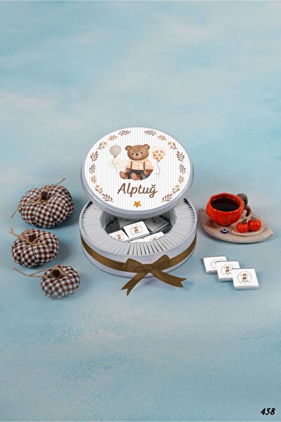 KAKAO AĞACI 100 Adet Çizgili Ayılı Erkek Bebek Çikolatası