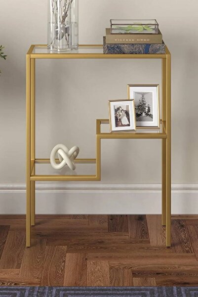 KORKMAZLAR EV DEKORASYON Modern Gold Renk Metal İskeletli Dresuar Konsol