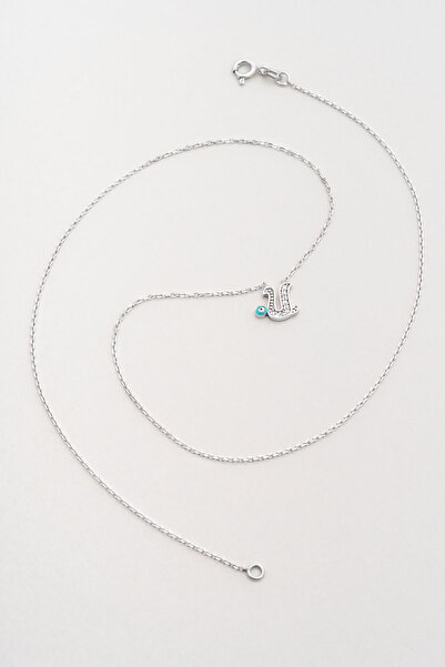 So CHIC... U Harfi 18 Ayar Beyaz Altın Kaplama 40 Cm Gümüş Nazar Kolye