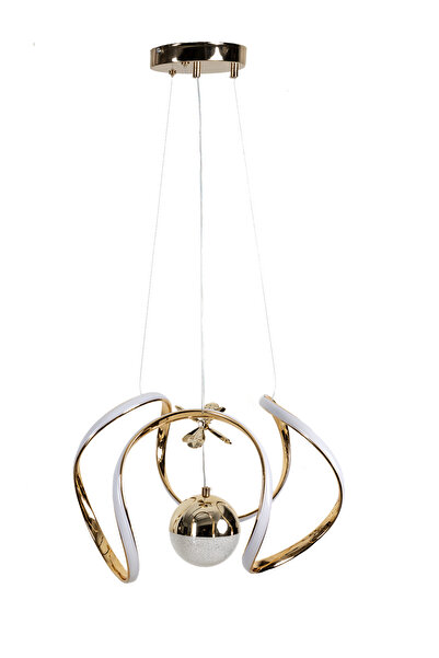 Luzarana Bella Gold Kaplama Camlı 3 Renkli Ledli Modern Lux Sarkıt Avize