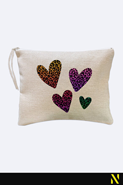 nilizma Heart Leopard Print Makeup Bag