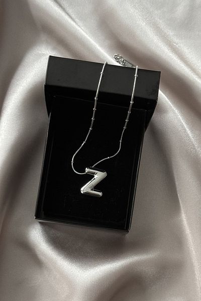 Letrovis Steel Silver Color Bubble Letter "Z" Women's Necklace