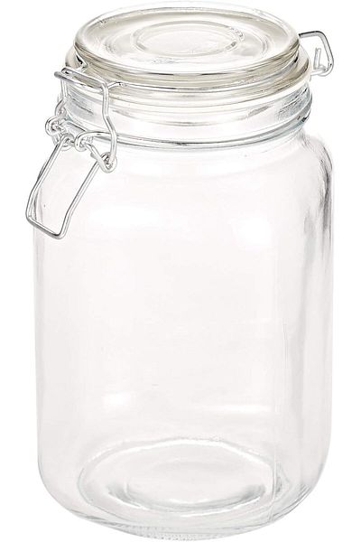 Harmony 2724623305677 Glass Jar with Glass Lid and Metal Clip, 1500 ml