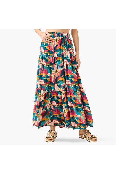 FAV Printed Maxi Skirt with Elasticated Waistband