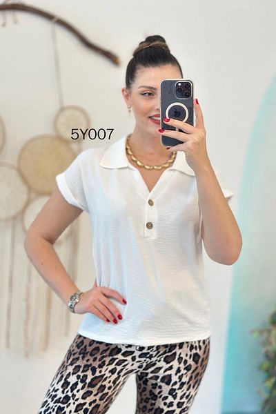 İnce Topuk Polo Neck Buttoned Aerobin Blouse 5Y007