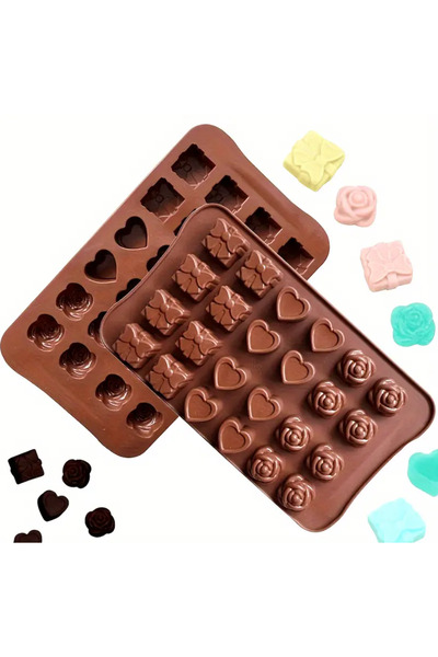 MODA Hediye Paketi, Kalp ve Gül Şekilli Silikon Kalıp – Çikolata, Şekerleme ve Buz Için Mükemmel