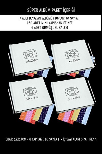 bymat 4 Pieces Album - Memory Book - DIY Album - Label - Gel Pen