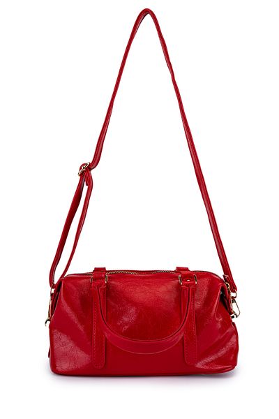 minebag Vanessa Red Patent Leather Faux Leather Crossbody Bag