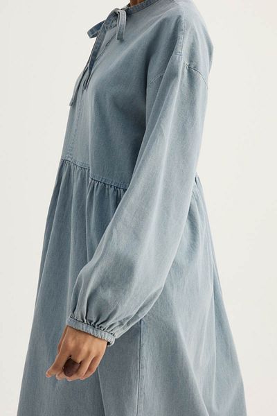 ZÜLAYS Rochie din denim cu guler albastru Ice