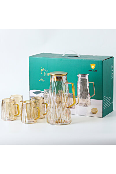 Shuer طقم وعاء واحد وأربعة أكواب من الماء المقاوم للحرارة العالية