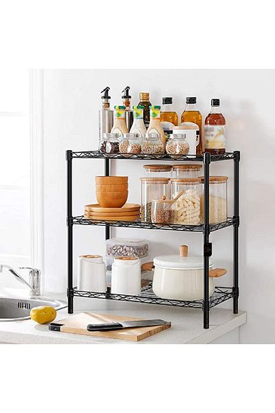 sharpdo 3 Wire Shelving Steel Storage Rack Adjustable Unit Shelves for Laundry Bathroom
