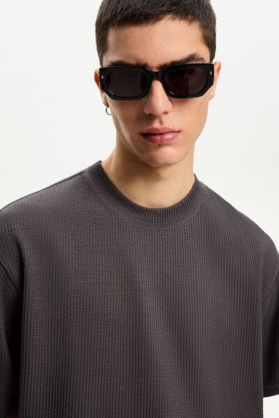 Bershka Short sleeve seersucker T-shirt