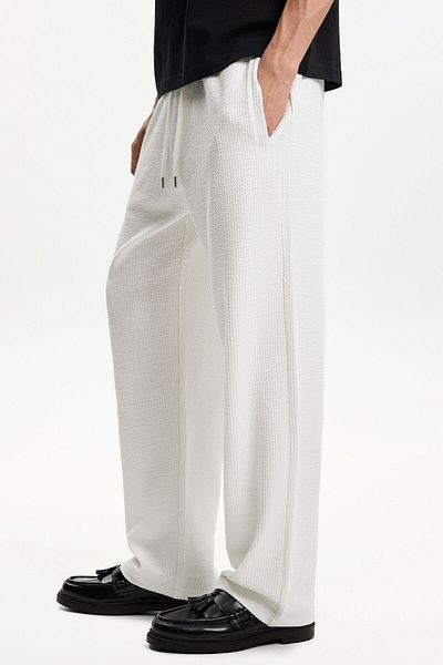 Bershka Wide-leg seersucker trousers