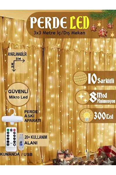 nevaport Kumandalı 8 Ayrı Moda Sahip 3mx3m 300 cm X 300 cm Perde Led