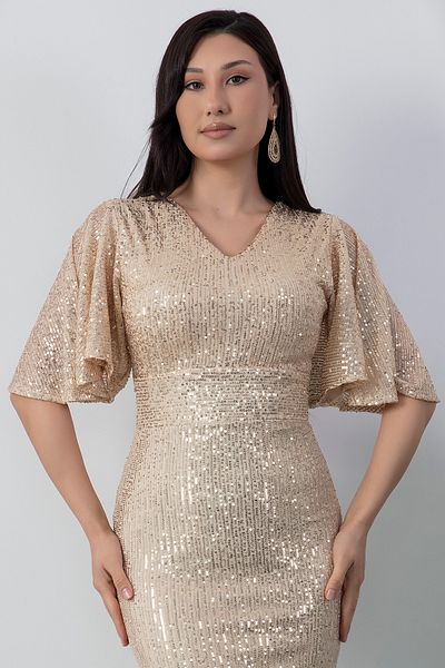 PULLIMM Rochie lungă cu paiete cu decolteu în V AP-3004