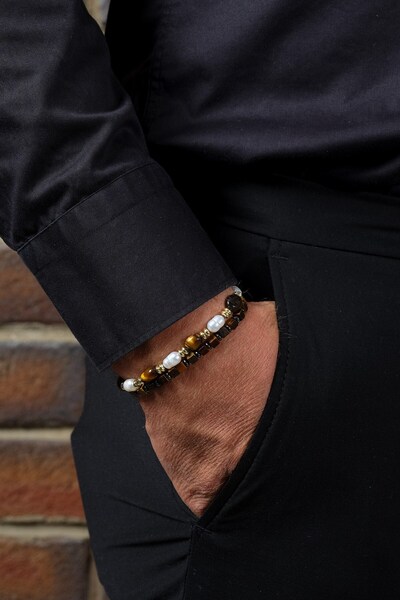 Ssilhoutte Doğaltaş Protection and Nobility: Special Design with Hematite, Pearl and Tiger Eye
