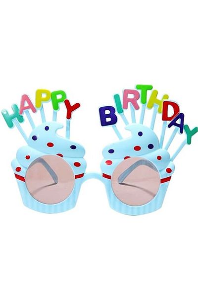 BeySüS Blue Cupcake Themed Birthday Party Glasses