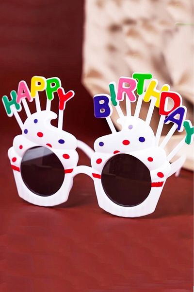 BeySüS Cupcake Themed White Happy Birthday Party Glasses