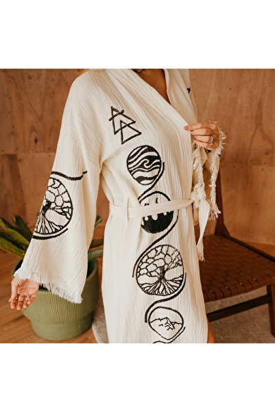 Pamukme COTTON KAFTAN- NATURE BLACK X-LARGE