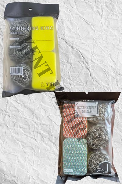 Kent Pazarı 5 Piece Dish Scrubbing Wire Set Dish Sponge and Scrubbing Wire Steel Stainless Wire