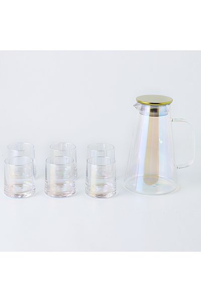 sharpdo Glass High Temperature Resistant Household Large Capacity T-shaped Pot Set One Pot Six Cups