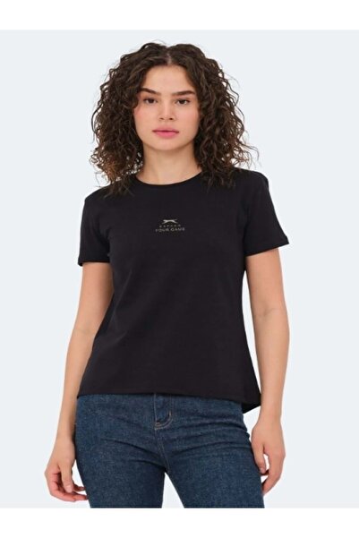 Slazenger Viraj Women's Slim Fit Short Sleeve T-Shirt - Slazenger - Black - S...
