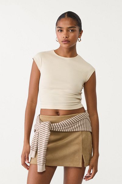 Stradivarius Basic fitted cropped T-shirt