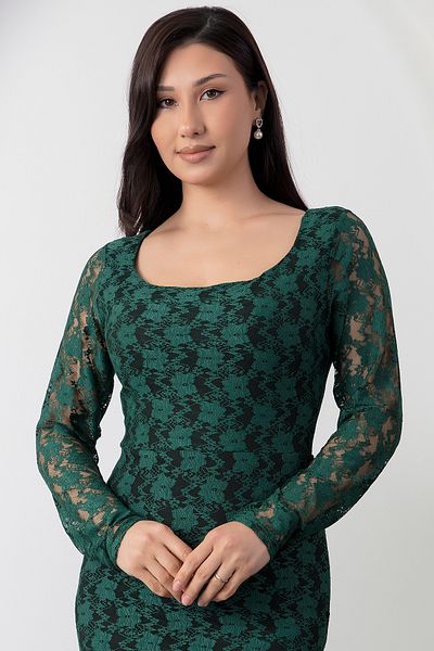 PULLIMM Square Neck Lace Fish Dress Ap-3005