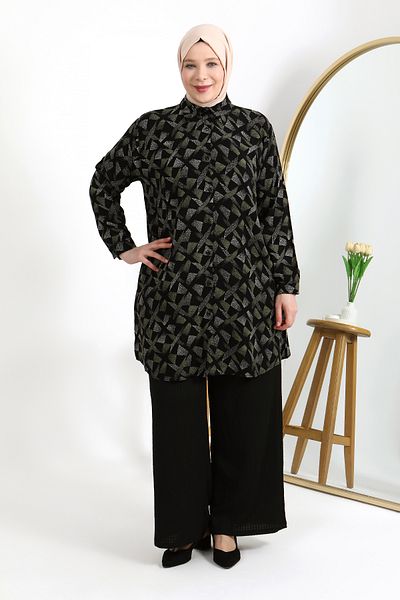 VELLICHOR Plus Size Buttoned Viscose Fabric Relax Cut Tunic