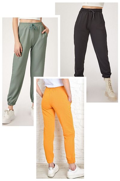 AQE FASHION Дамски комплект долнище от 3 части антрацит-горчица-мента