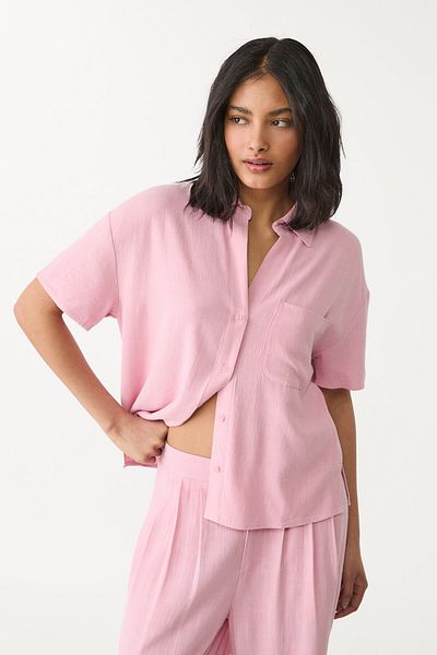 Stradivarius Linen blend short sleeve shirt