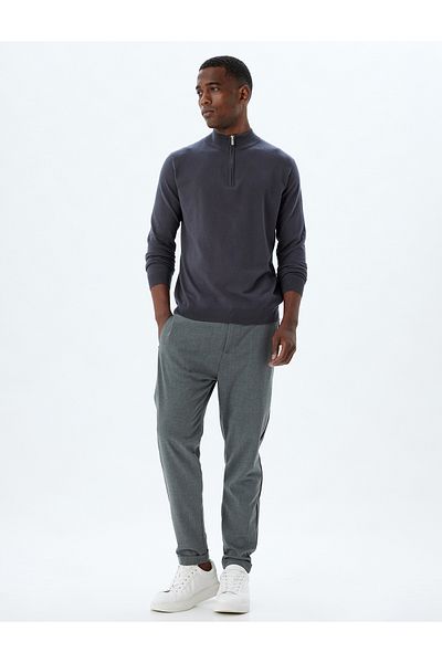 Koton Knitwear Sweater Stand Collar Half Zipper Basic Long Sleeve