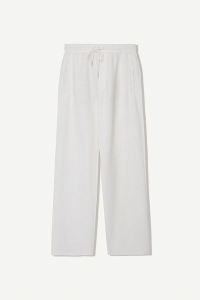 Bershka Wide-leg seersucker trousers