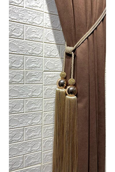 Helezoni Perde Aksesuarı Püsküllü İkiz Bracol Metal ve Taşlı Lüx Perde Toplayıcı Kornişe Takmatik  1 ADET