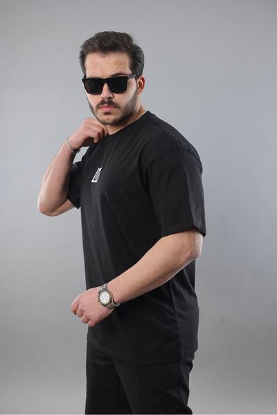 LTC Jeans Ανδρικό μπλουζάκι με εμπριμέ μαύρο Oversize Fit