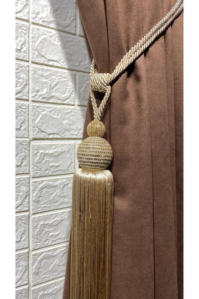 Helezoni Perde Aksesuarı Püsküllü Bracol Taşlı Lüx Perde Toplayıcı Kornişe Takmatik  1 ADET