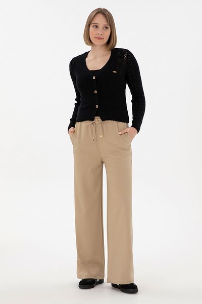 U.S. Polo Assn. Women's Light Khaki Loose Relax Fit Canvas Trousers 50290877 -Vr183