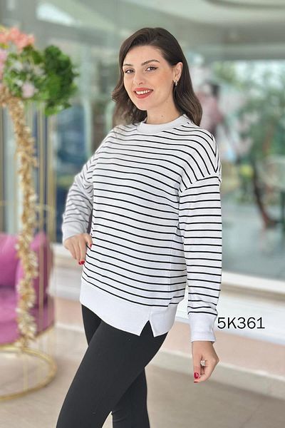 İnce Topuk 2 Thread Striped Sweatshirt 5K361
