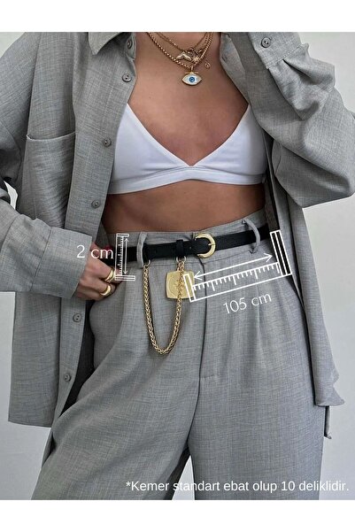 Fiori Kral Zincirli Madalyon Detaylı Kadın Pantolon Kemeri, Ceket Kemeri, Elbise Kemeri, Gömlek Kemeri