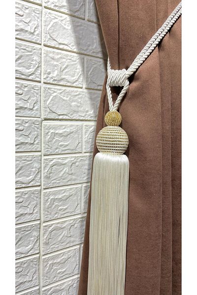 Helezoni Curtain Accessory Tasseled Bracol Stone Luxury Curtain Retractor Cornice Attachment 1 Pc