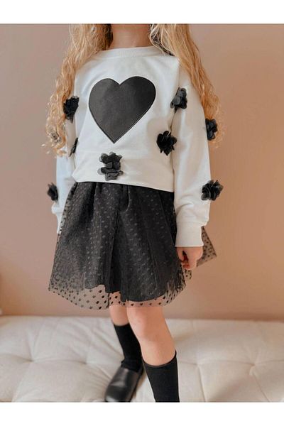 RAPAPA Girl's Top and Bottom Tulle Skirt Suit 2572 White