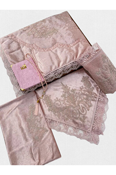 CONSTRAİN Set de covor de rugăciune cu dantelă franceză din 6 piese, set de c...