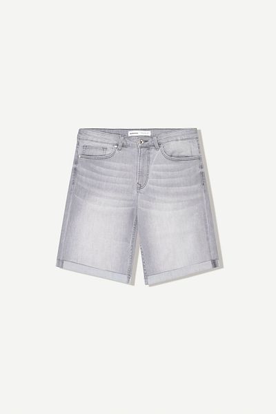 Bershka Denim Bermuda shorts with turn-up hems